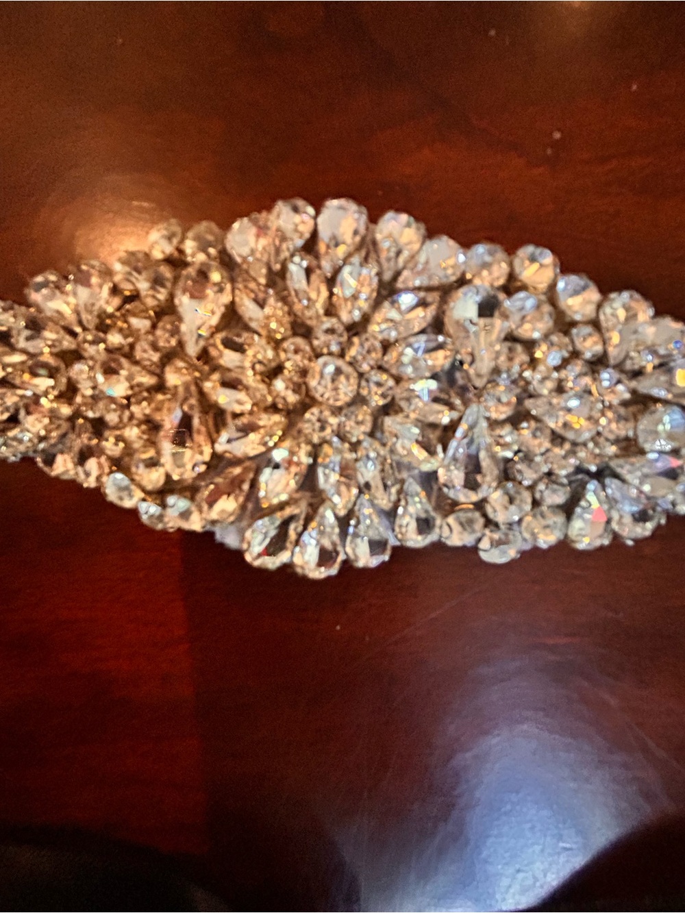 Crystal Embellished Bridal Sash Belt with Black Ribbon - Picture 6 of 6